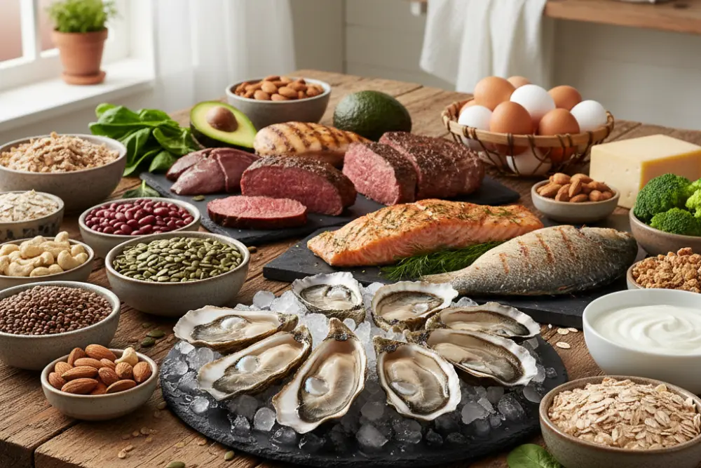 Alimentos ricos em zinco fortalecem a imunidade, reduzem cansaço e melhoram pele e cabelo.