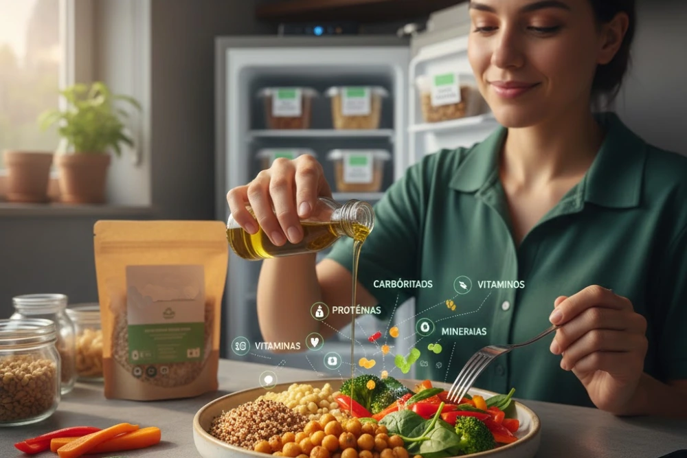 Equilíbrio alimentar com macro e micronutrientes essenciais para uma alimentação saudável e nutritiva.